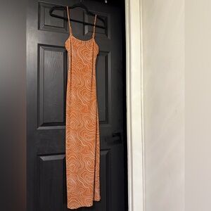 Forever 21 Swirl Pattern Maxi Dress in Orange and Cream